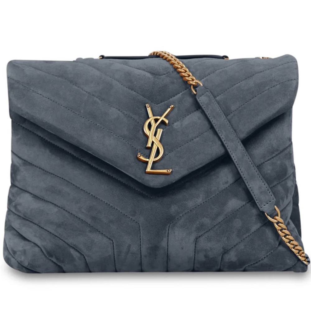 Gorgeous Saint Laurent Loulou MediumYSL Suede Flap Shoulder Bag in ALGAE
